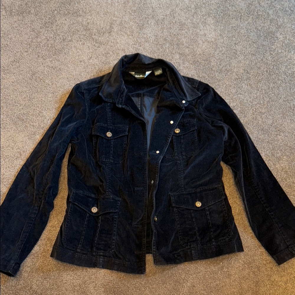 Eddie Bauer Black Jean Jacket Classic Fitted Design